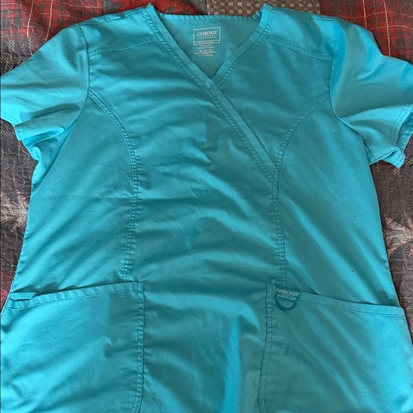 Cherokee Tops - Cherokee Teal/Aqua V-Neck Medical Scrub Top